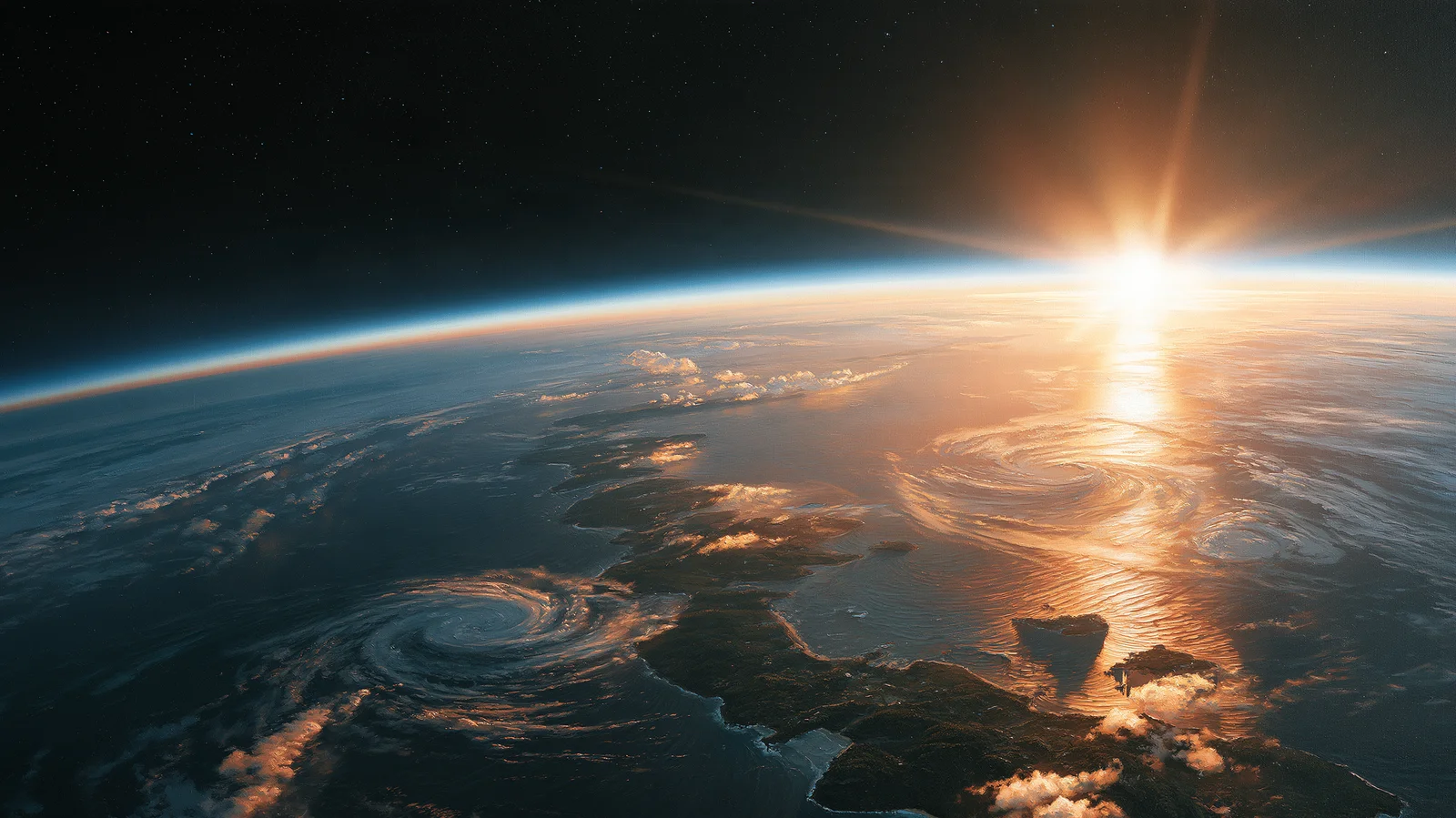 The Earth’s horizon at sunrise, seen from the edge of space